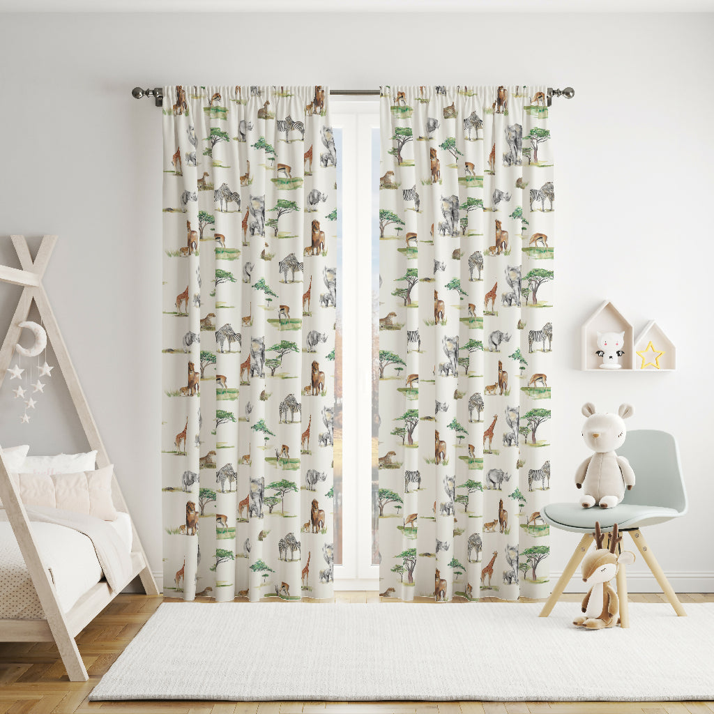 Safari Animals Curtain Fabric