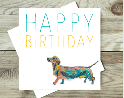 Smooth Sausage Dog Card | Blank or Birthday