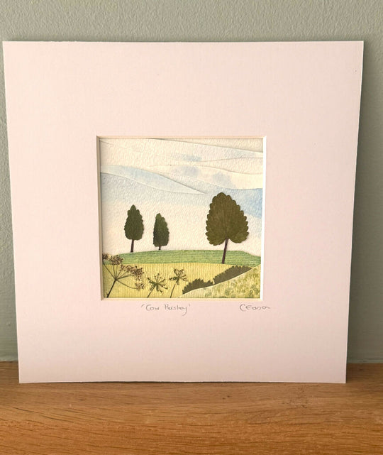 Original abstract watercolour collages using real pressed leaves and flowers