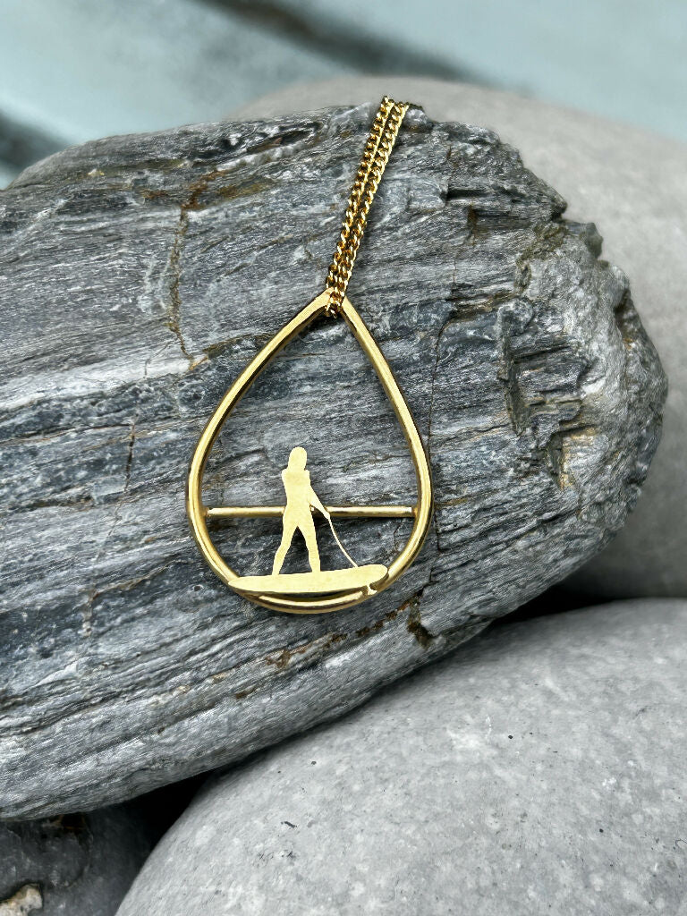 Blue Seaglass 9ct Gold Dangly Earrings