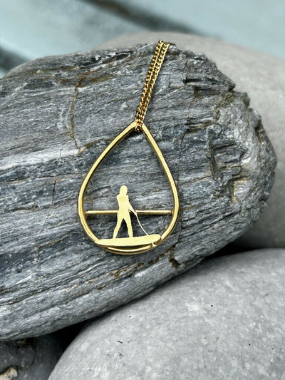 Blue Seaglass 9ct Gold Dangly Earrings