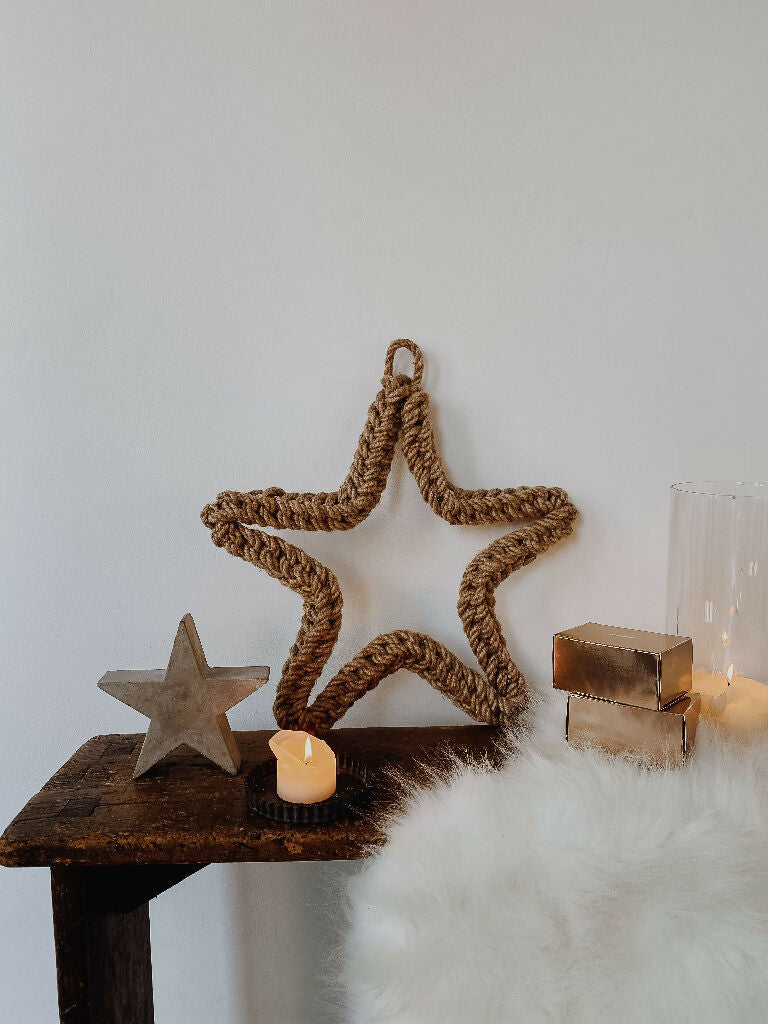 25cm Jute Christmas Star Wreath