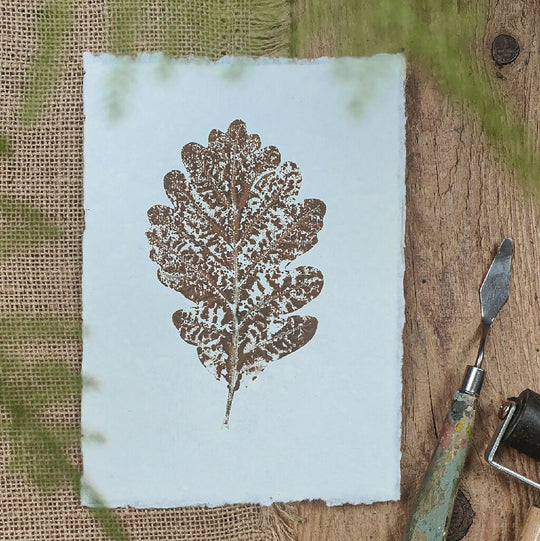Original Oak Leaf Botanical Print in Brown