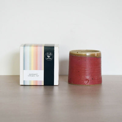 Speckled Clay Candle Pot with Refill - Raspberry