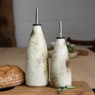 Handmade Stoneware Olive Oil Bottle 300ml. Rustic Kitchen Accessory