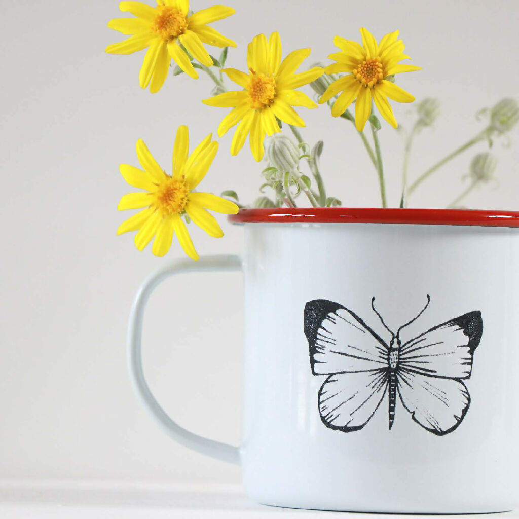 Butterfly Mug Etched in Cornwall