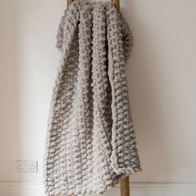 Hand-Knit Chunky Cream throw