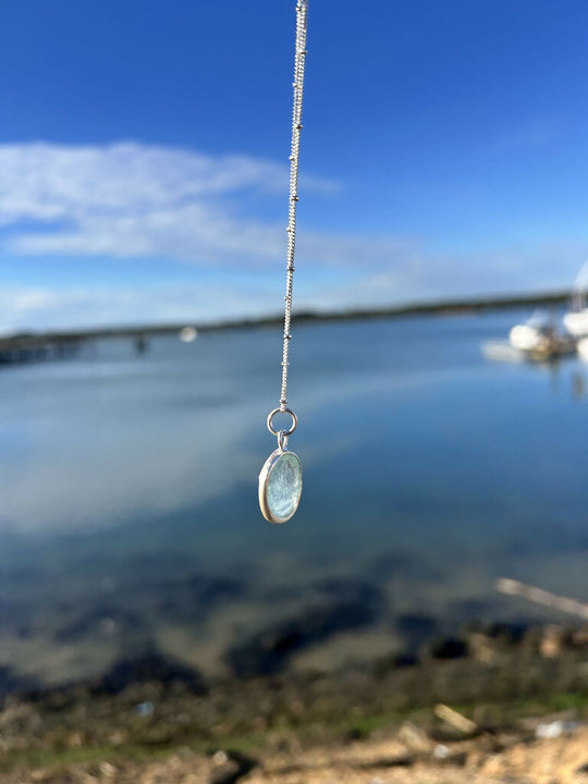 Aquamarine gemstone silver Necklace