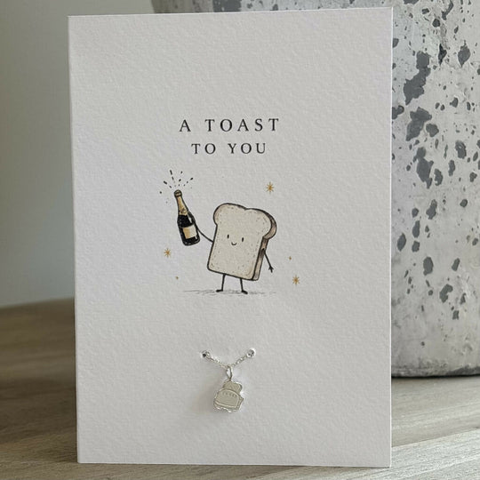 A Toast To You Sterling Silver Toast Charm Bracelet & Greeting Card Gift