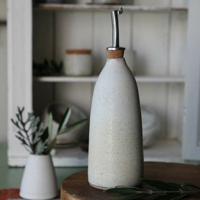 Handmade Stoneware Olive Oil Bottle 300ml. Rustic Kitchen Accessory
