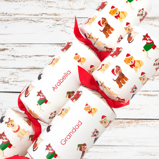 Personalised Cracker Making Craft Kit | Christmas Dogs | Makes 4 or 6 Crackers