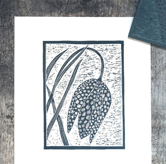 Snakeshead Fritillary, Limited Edition Lino Print