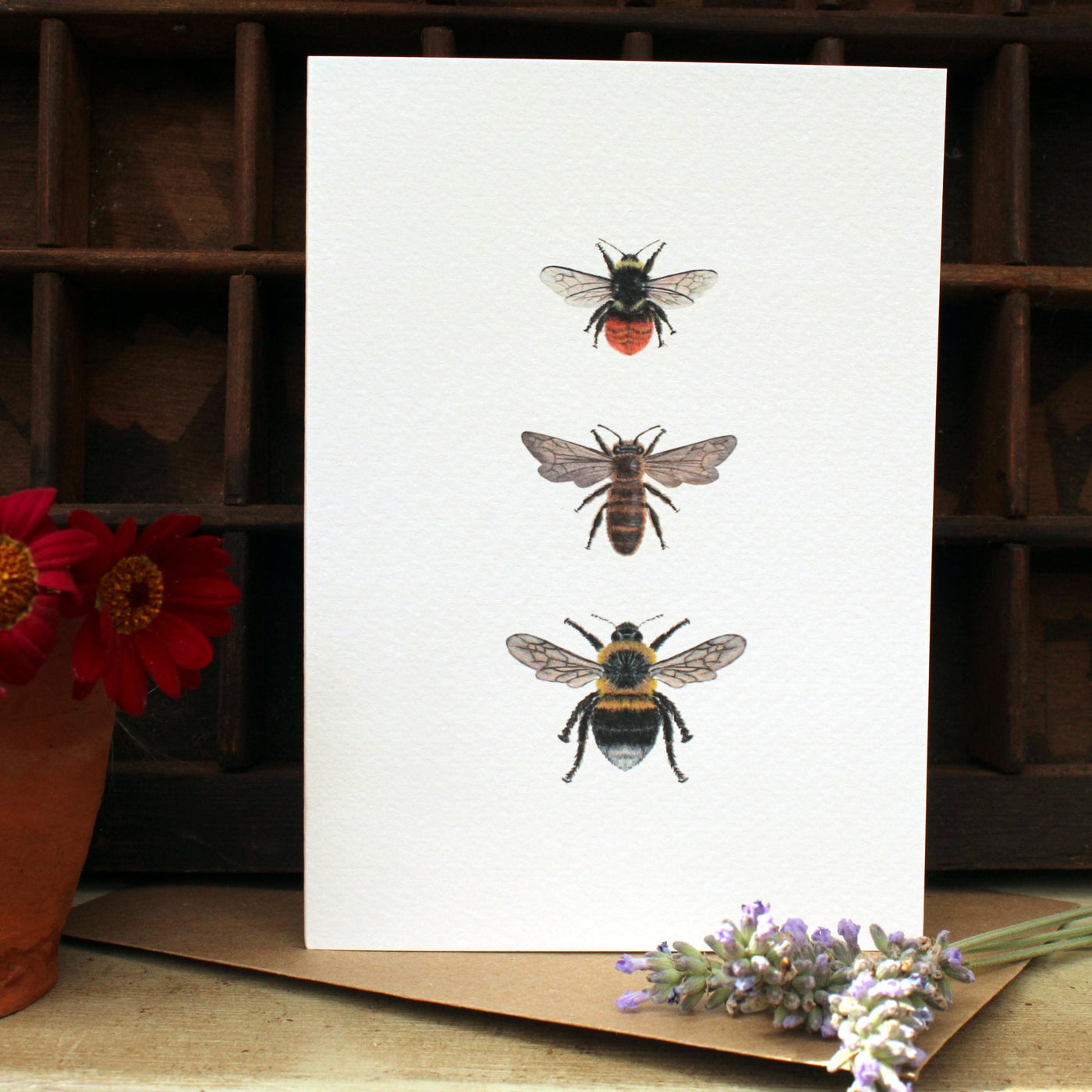 British Design Card in 3 Bees