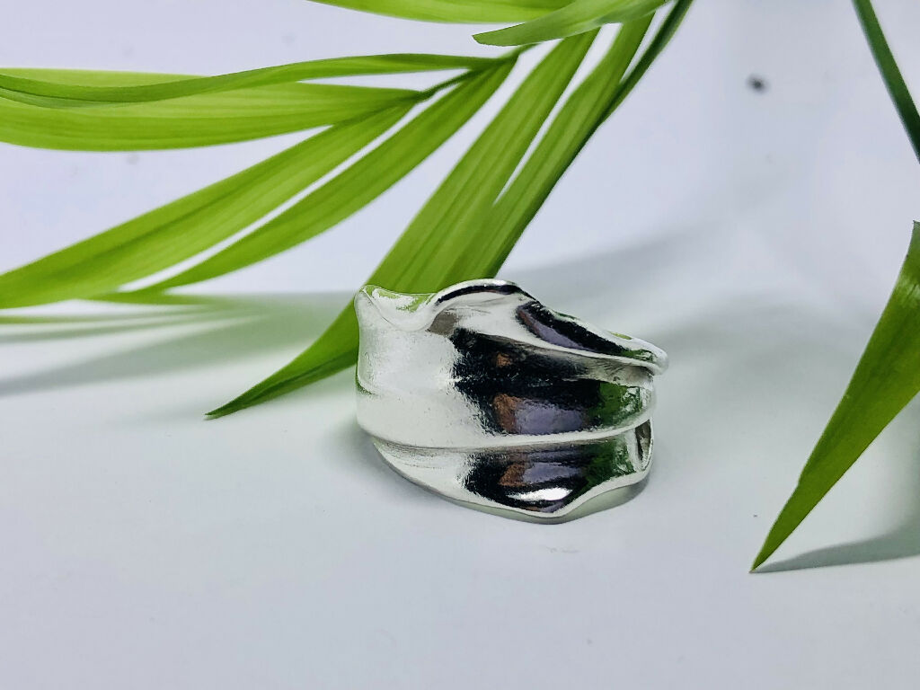 One of a Kind, Silver Statement Ring part of the 'Fluid' Collection