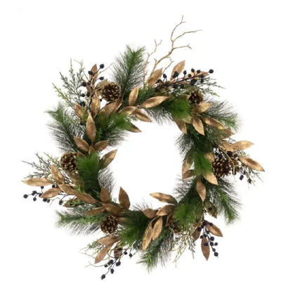GOLD LEAF & PINE LUXURY CHRISTMAS WREATH