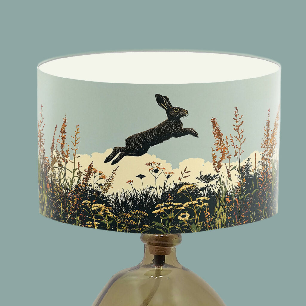 'Jumping for Joy' Hare Illustrative Lampshade