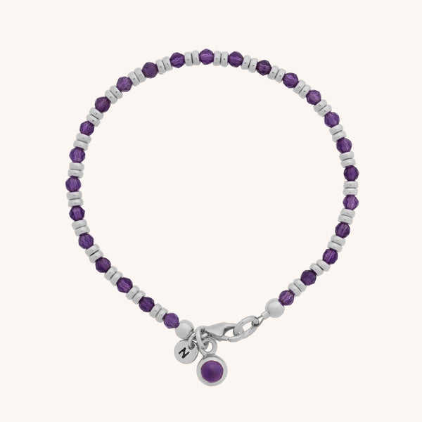 Amethyst Linear Birthstone Bracelet - February