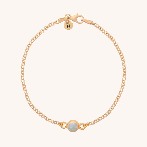 Aquamarine Birthstone Gem Dot Bracelet - March