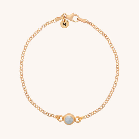 Aquamarine Birthstone Gem Dot Bracelet - March