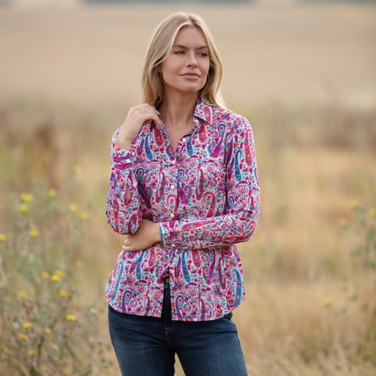 Mayfair Shirt In Pink & Blue Fiesta