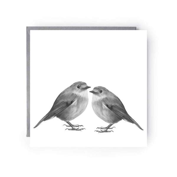 Two Robins Hand Drawn Greeting Card