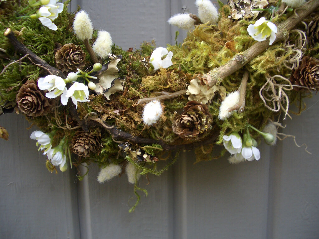 Pussy Willow and Wax Flower Wreath