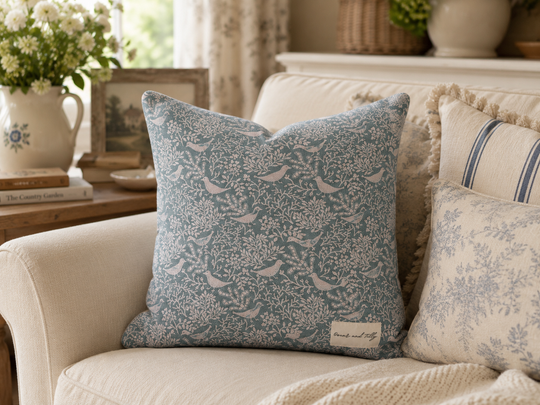Birds & Branches Cushion Cover - Powder Blue