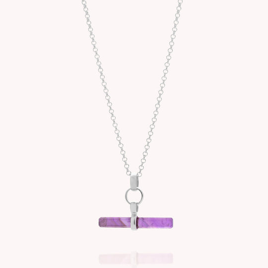 Gemstone T-Bar Necklace - Amethyst