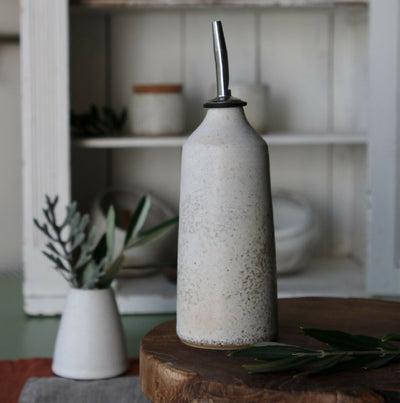 Handmade Stoneware Olive Oil Bottle 300ml. Rustic Kitchen Accessory