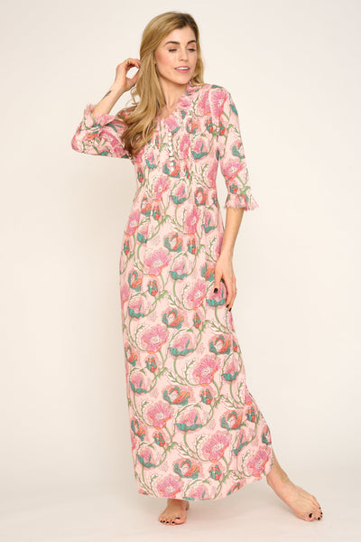 Cotton Annabel Maxi Dress in Peachy Floral