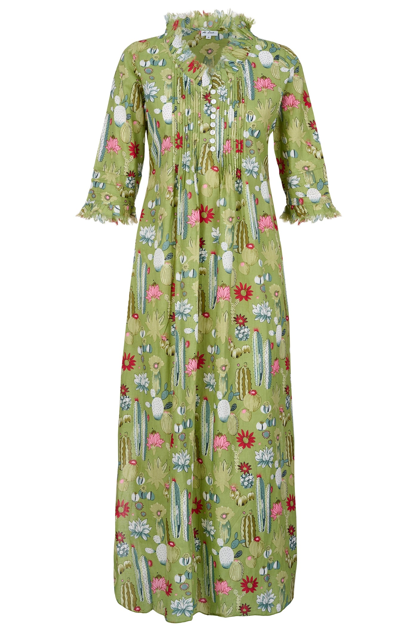 Cotton Annabel Maxi Dress in Green Cactus