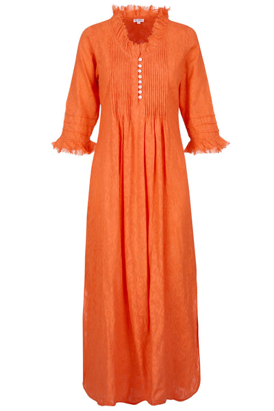 Cotton Annabel Maxi Dress in Hand Woven Hot Orange