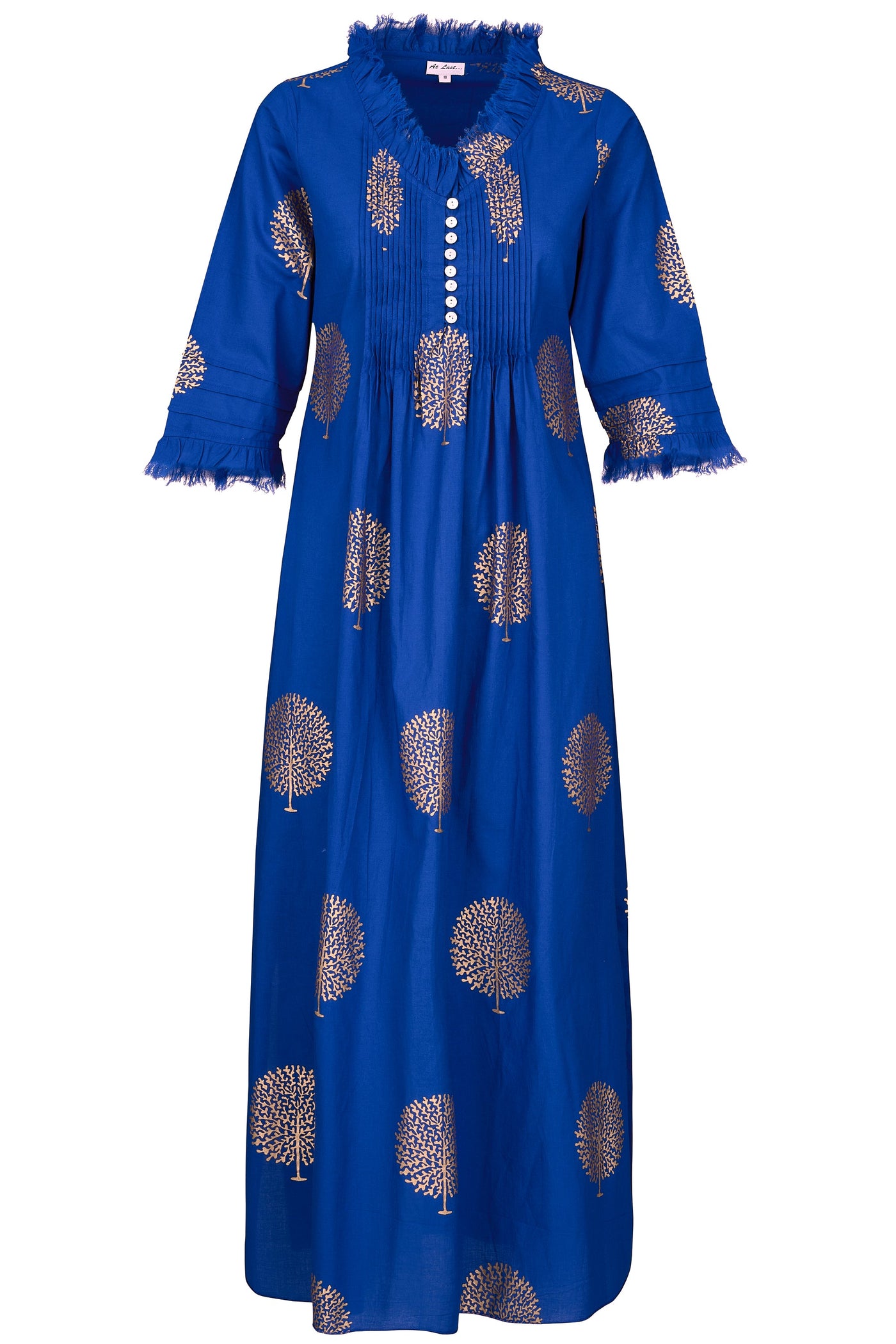 Cotton Annabel Maxi Dress in Marrakesh Blue & Gold