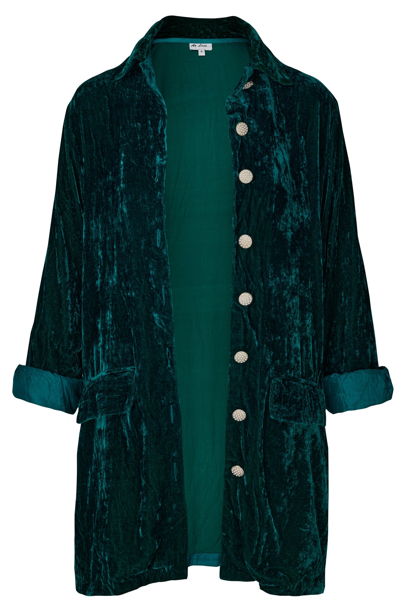 Bonnie Silk Velvet Shirt/Jacket In Peacock Green