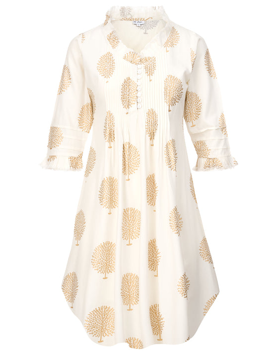 Annabel Cotton Tunic in White & Gold
