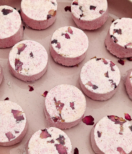 Floral Aromatherapy Shower Steamers, Rose Petals, Valentine's Gift, Set of 6