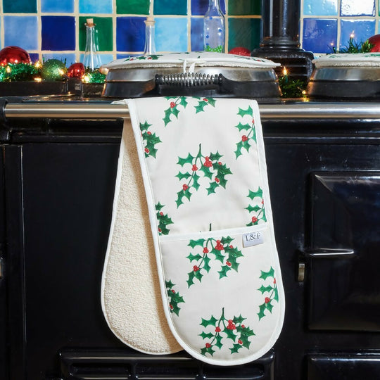 Holly Christmas Oven Gloves