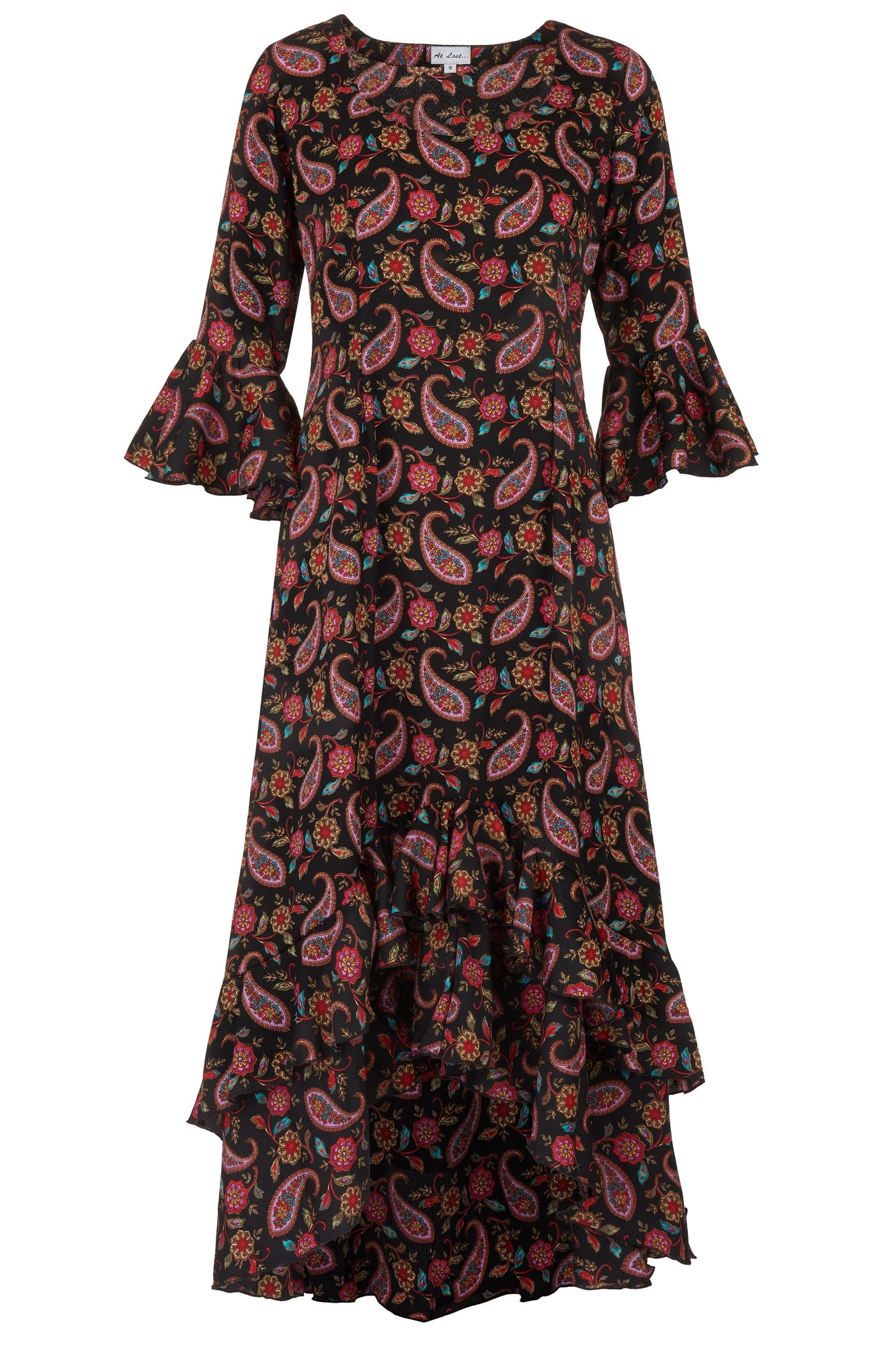 Victoria Midi Dress in Black Paisley