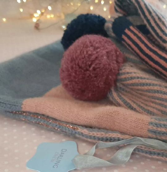 Pompom Purple multicoloured scarf