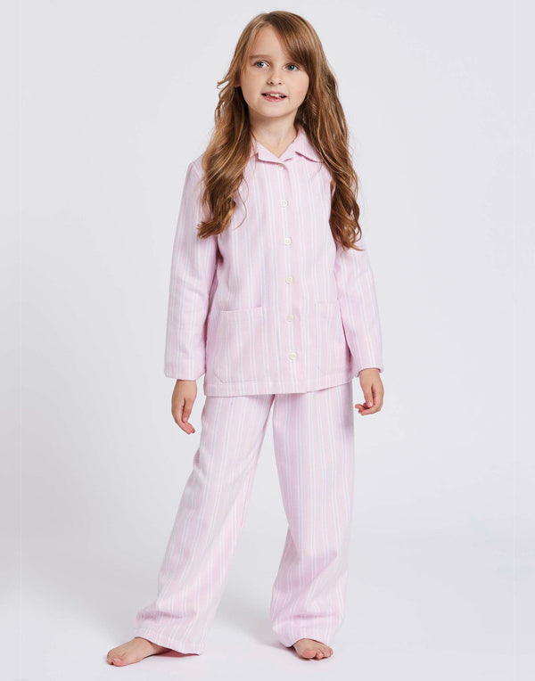 Children's Brushed Cotton Pyjama Set – Westwood Pink Stripe