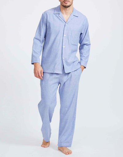 Men's Brushed Cotton Pyjama Set – Staffordshire Blue Herringbone