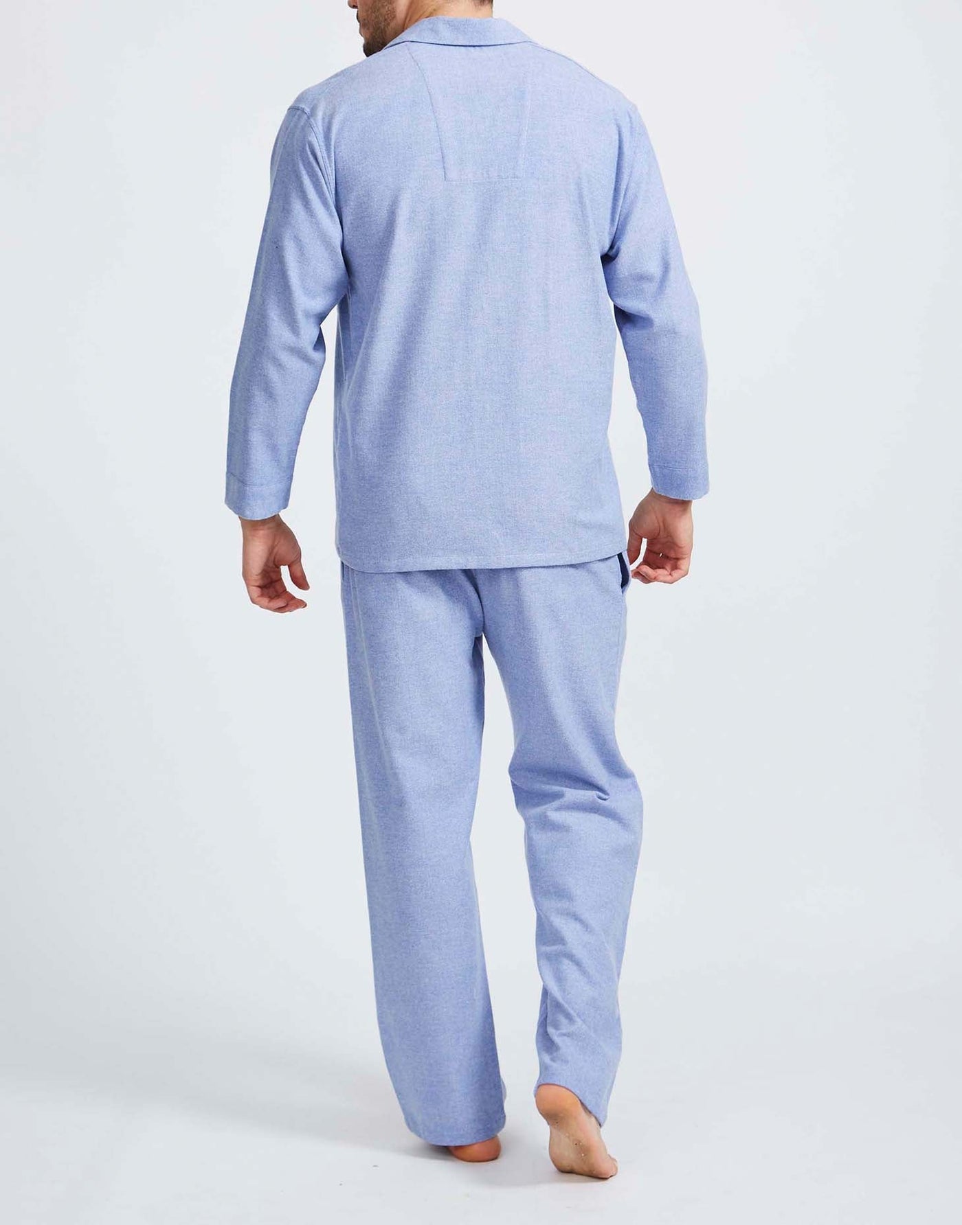 Men's Brushed Cotton Pyjama Set – Staffordshire Blue Herringbone