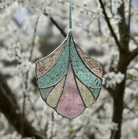 Stained Glass Art Deco Suncatcher Decoration in Delicate Pastel