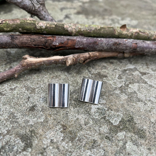 Sterling Silver Chunky Square Stud Earrings