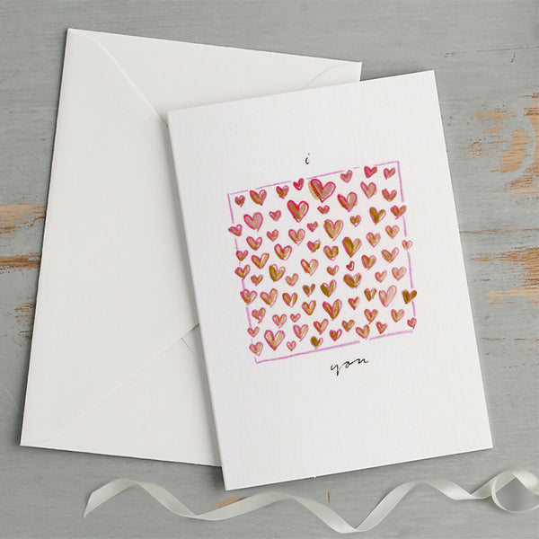 'I Love You' Hand Painted Printed Greeting Card