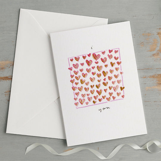 'I Love You' Hand Painted Printed Keepsake Card