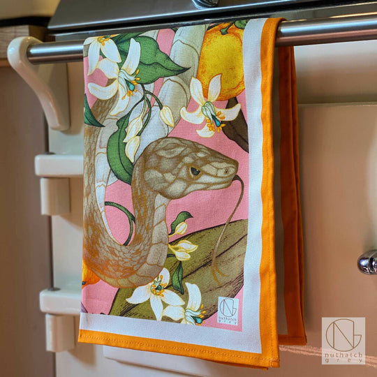 Sicilian Snake Organic Cotton Tea Towel — Made in the UK