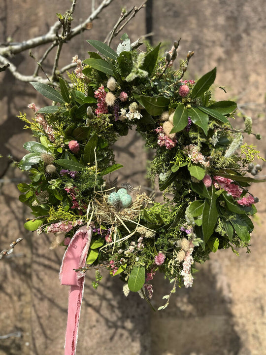 Easter Spring Wreath in Pink Shades