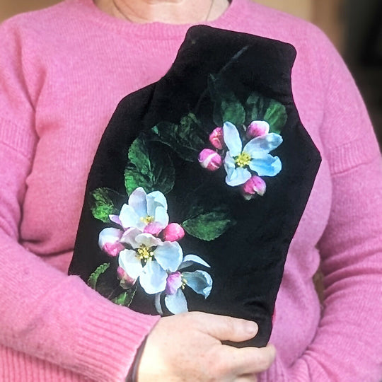 Apple Blossom Velvet Hot Water Bottle