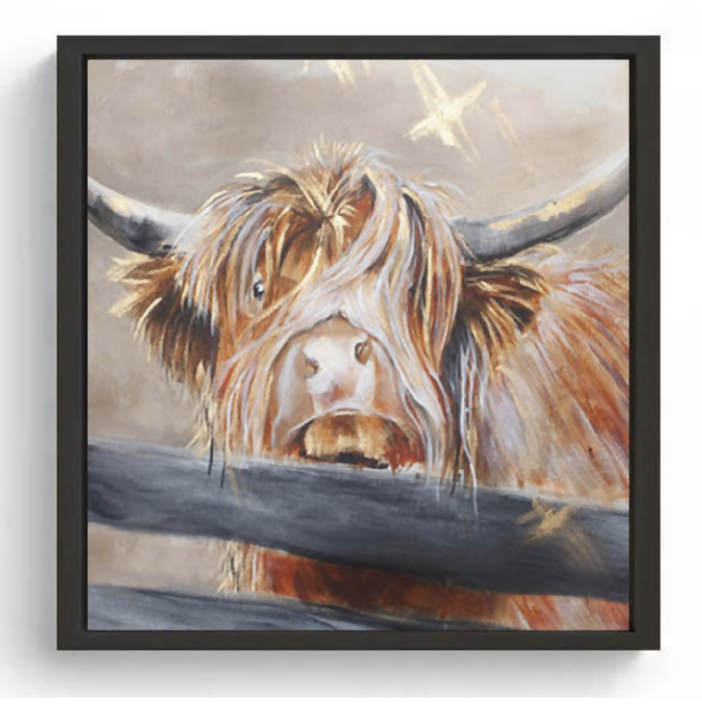 Limited Edition Hand Embellished Canvas Print of Gordon the Highland Cow